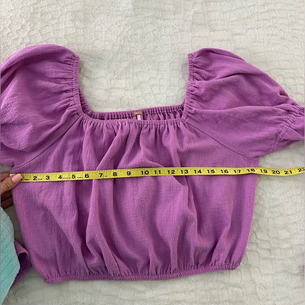 Free People women’s lavender long sleeve elastic crop peasant top size small - Picture 13 of 16